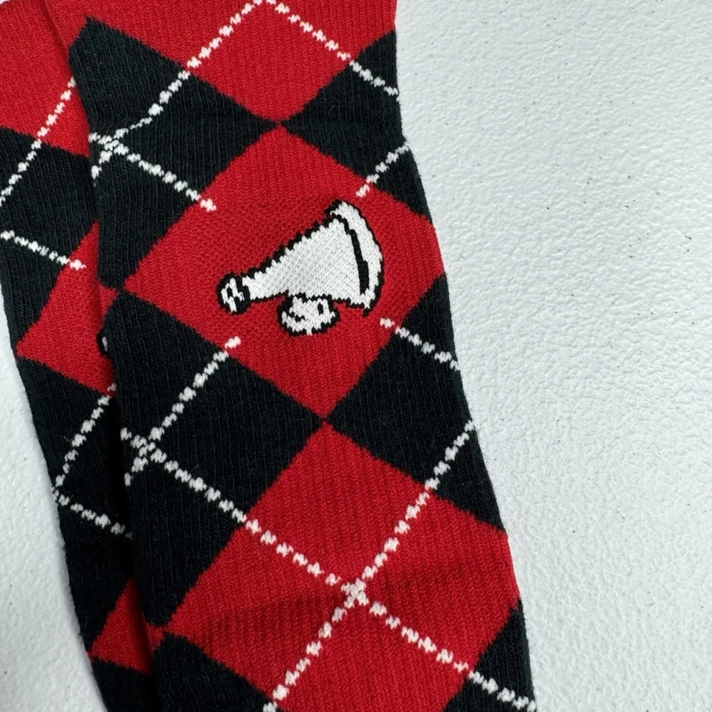 Red‎ Black White Argyle Cheer Socks Womens Size M 8-12 Mid Calf NWOT